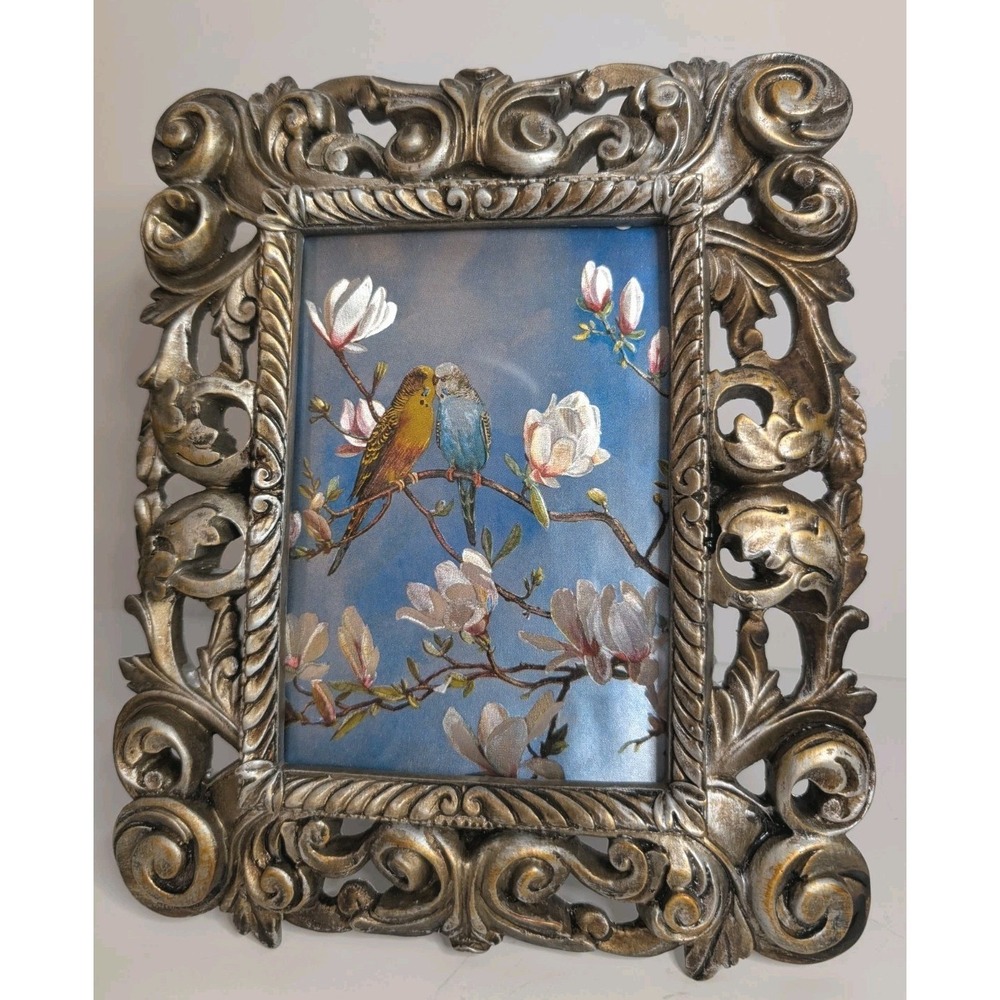 Belle Maison Champagne Rococo Frame 5x7 Easel Back‎ Vintage Dufex Print England